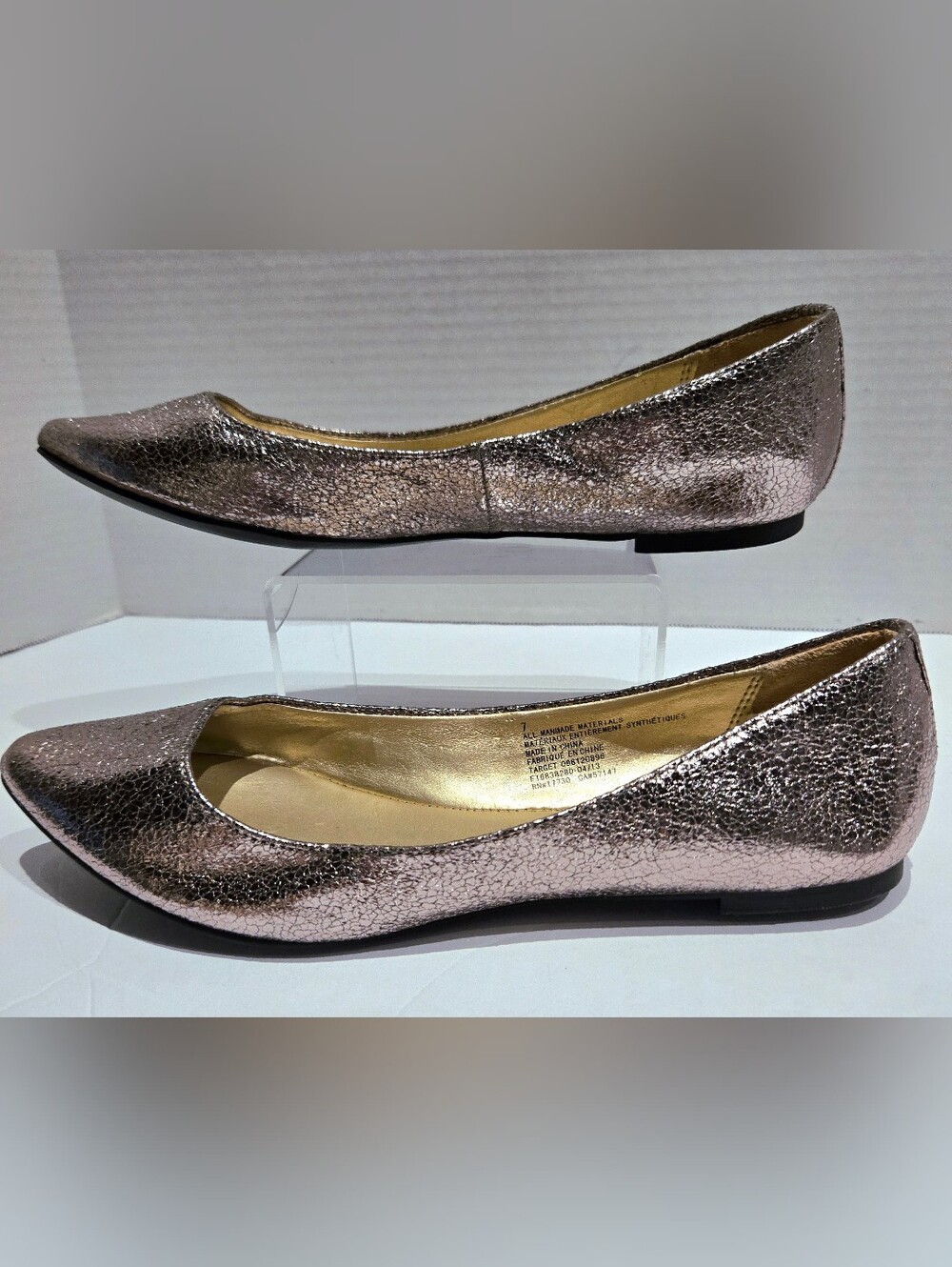 Xhilaration Metallic Rose Gold Pointed-Toe Ballet Flats NEW
